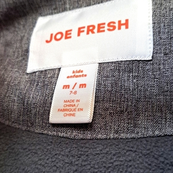 Unisex kids warm jacket size Medium 7-8 zip up 4 pockets hooded grey joe fresh - Picture 9 of 15